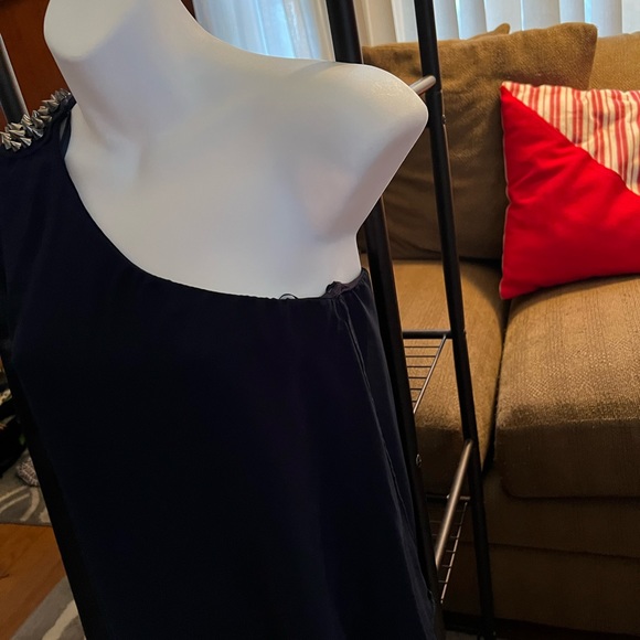 Zara navy blue beautiful one shoulder dress in excellent condition medium - Picture 10 of 12